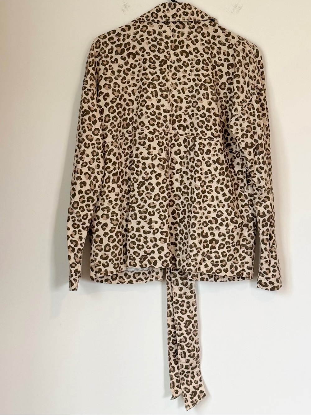 Caslon Leopard-Print Jacket with Waist Tie - Size: Medium - Picture 6 of 7